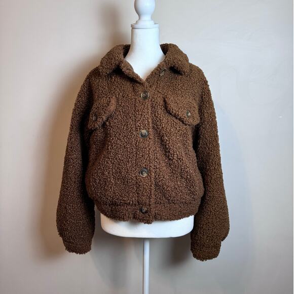 Forever 21 Teddy Sherpa Trucker Jacket - Size M - Picture 1 of 6